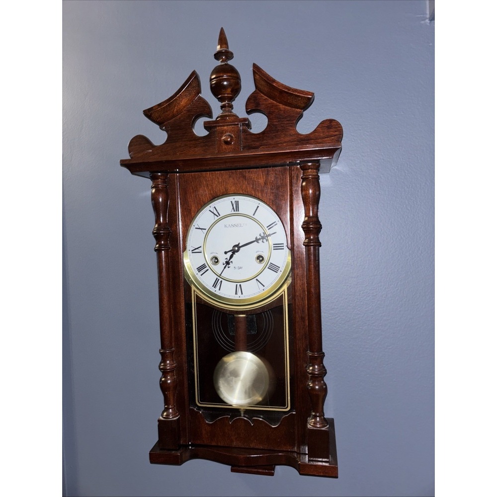 KASSEL 31 DAY - Vintage Wall Chime Clock with Pendulum & Key Germany-Read